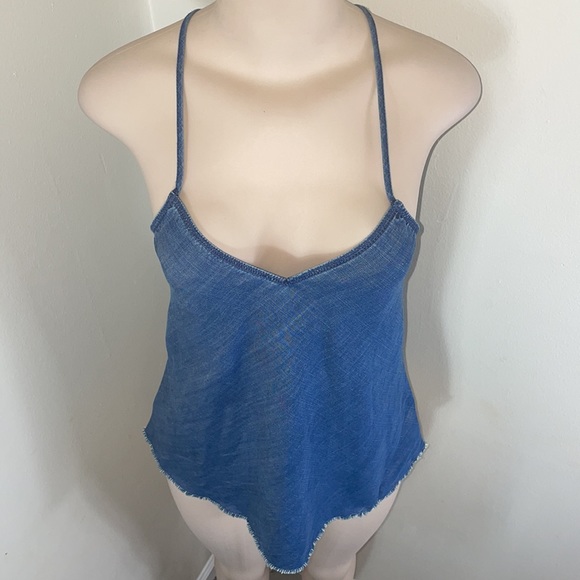 Lou & Grey Blue Jean Denim Spaghetti Strap TankTop - Picture 2 of 10